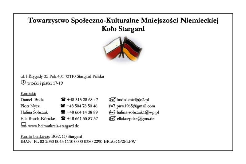 Kontaktpersonen Visitenkarte polnisch