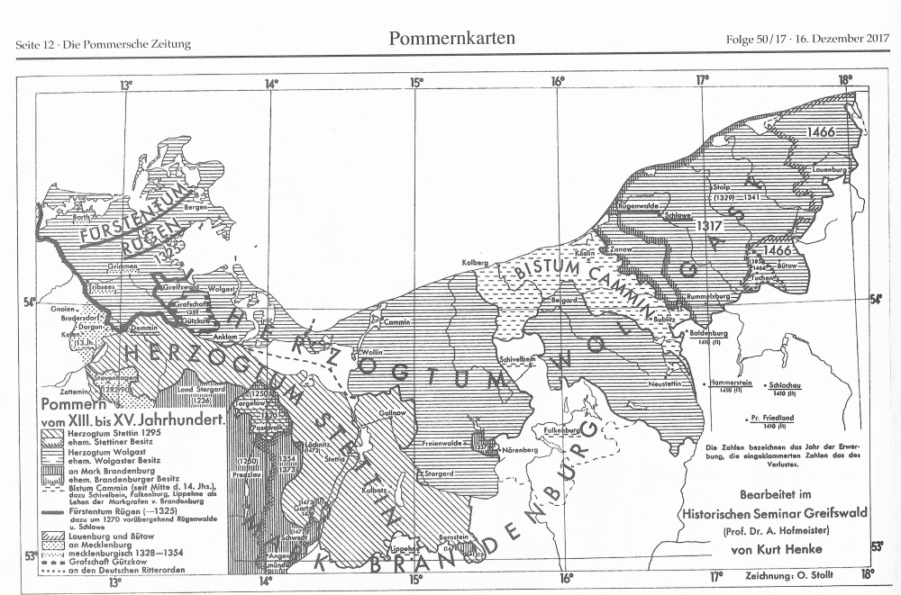 Pommernkarte XIII. - XV. Jahrhundert